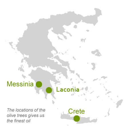 GREEK MAP SHOWING THE LOCATIONS OF THE OLIVE TREES GIVES OLICOBROKERS THE FINEST OIL